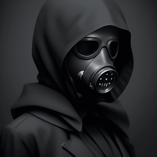AI generated: a close up of a person wearing a gas mask, by Andrei Kolkoutine, trending on polycount, neo-dada, fu...