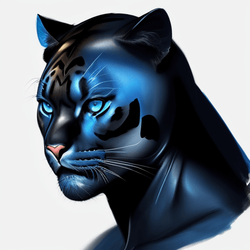 AI generated: high resolution panther half face blue and black realistic drawing 