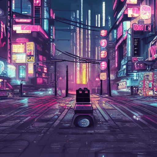 AI generated: Cyberpunk city street