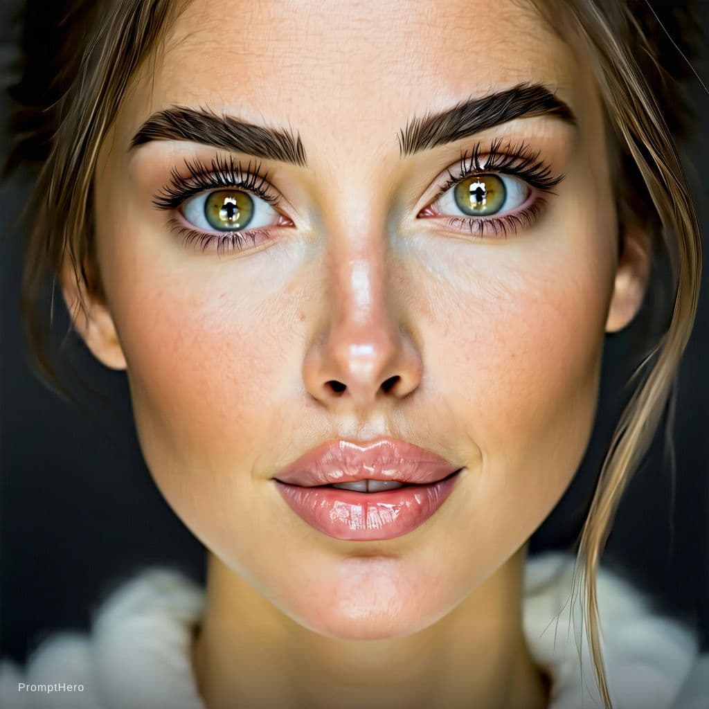 AI generated: {
  "subject": {
    "type": "adult woman",
    "age": "mid-20s",
    "face": {
      "shape": "soft...