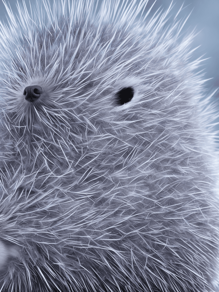 AI generated: A close-up, ultra-realistic photograph of a hybrid animal—a cat-hedgehog creature with soft, fur-cov...