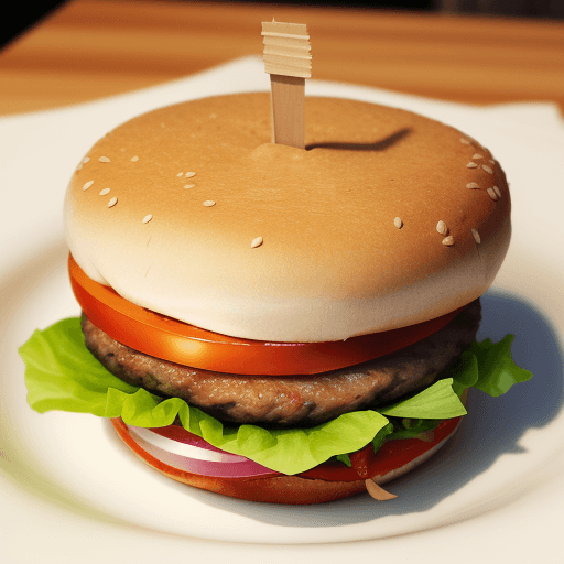 AI generated: Thin burger, realistic photo (without tomato or any other ingredient)