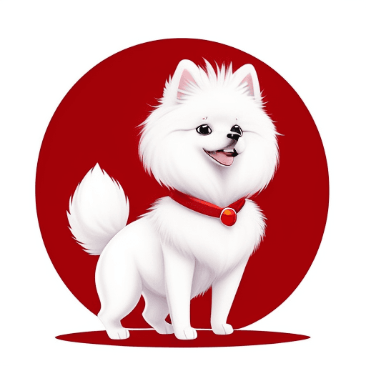 AI generated: a simple cartoon of a white pomeranian dog with red hair, white background, princesscore, I can't be...