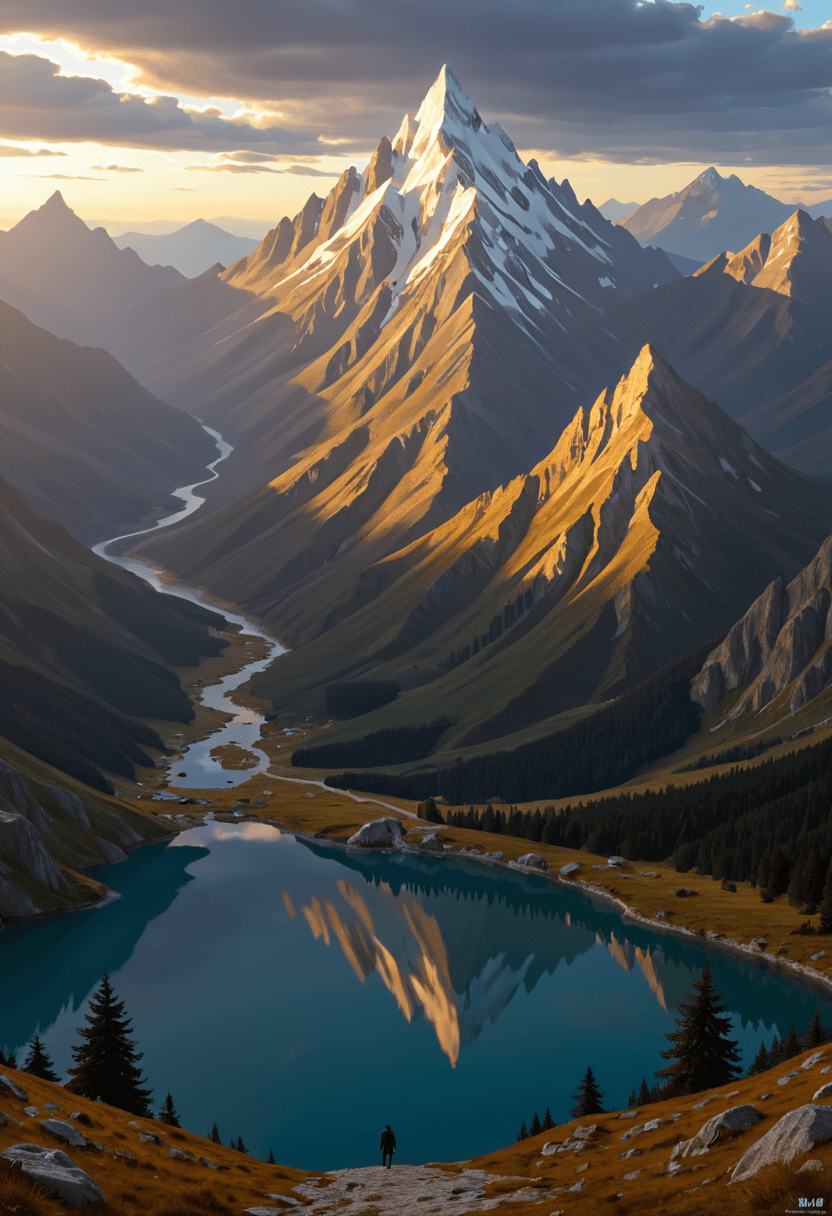 AI generated: anime artwork A hidden lake on an uncharted world,its surface reflecting a sky full of otherworldly ...