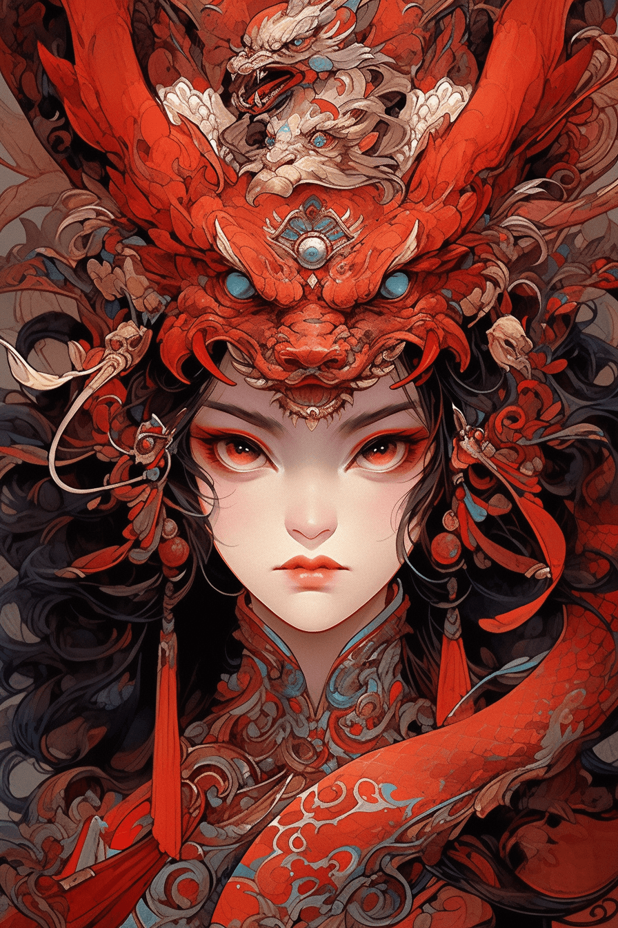 AI generated: A bold and daring game character, 40s style, with dramatic makeup, Lexeme-Motor Synesthesia art by P...