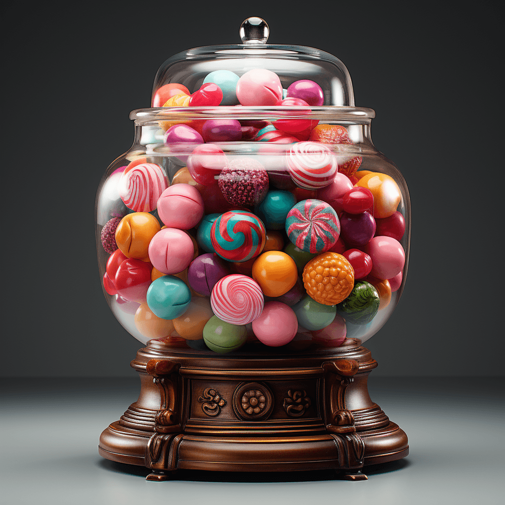AI generated: photorealistic, front view, candy objet, silver, transparent background, big scale, --ar 1:1 --styli...