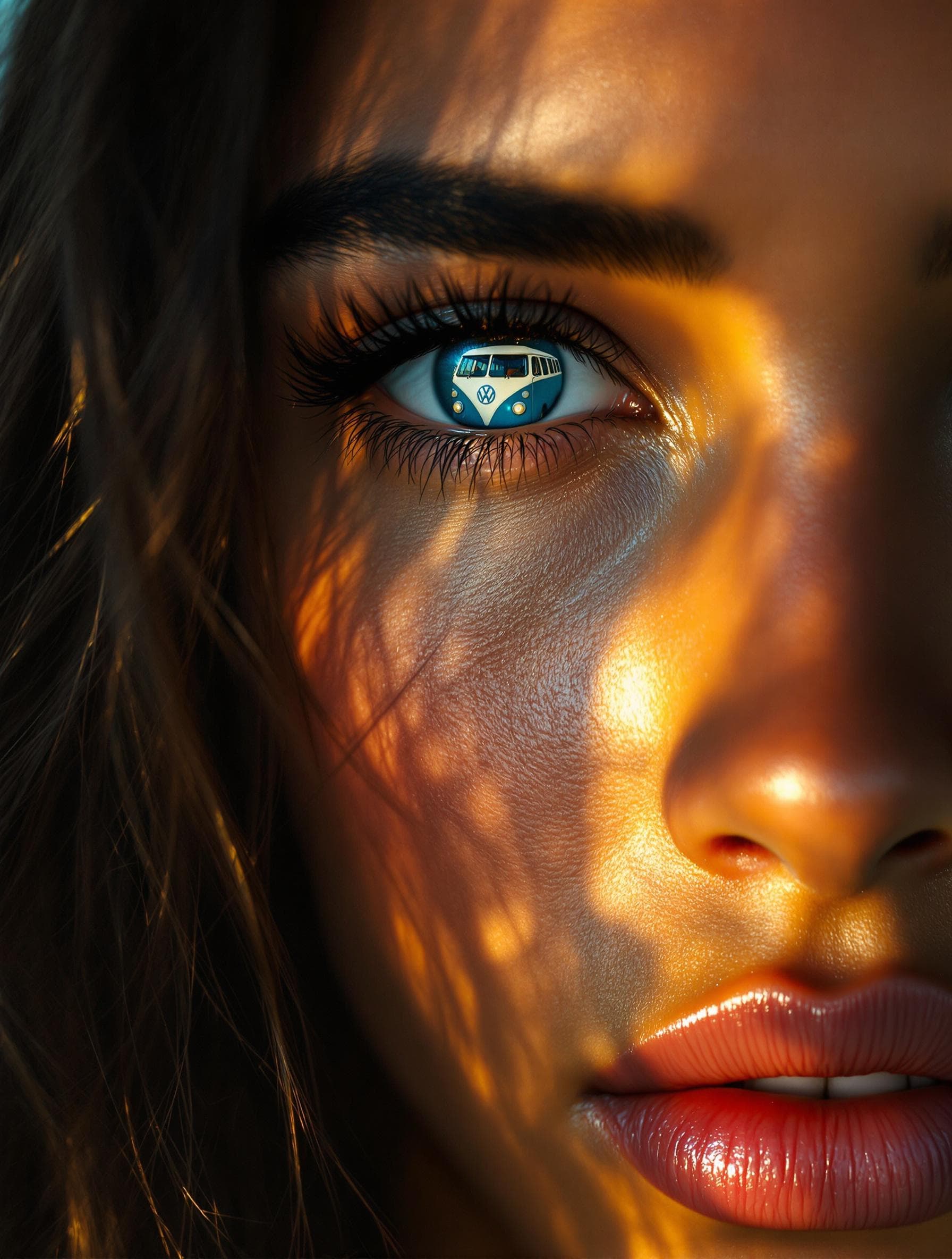 AI generated: a photo realistic,   photo of a beautiful Brazilian dark haired woman's complete  face with  both ey...
