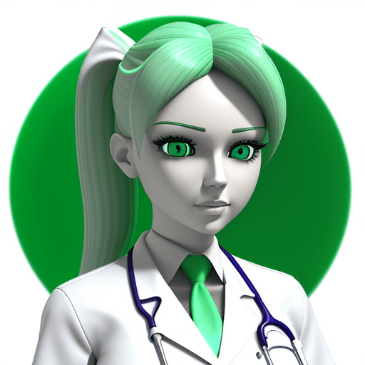 AI generated: ULTRA cute medical women, 3D, GREEN EYES, white background outline V5