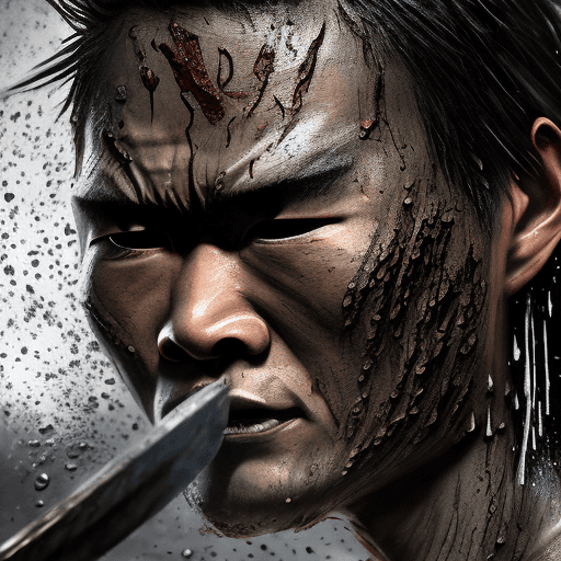 AI generated: a japanese samurai - close up of samurai warrior  - showing his whole body in position ready to figh...