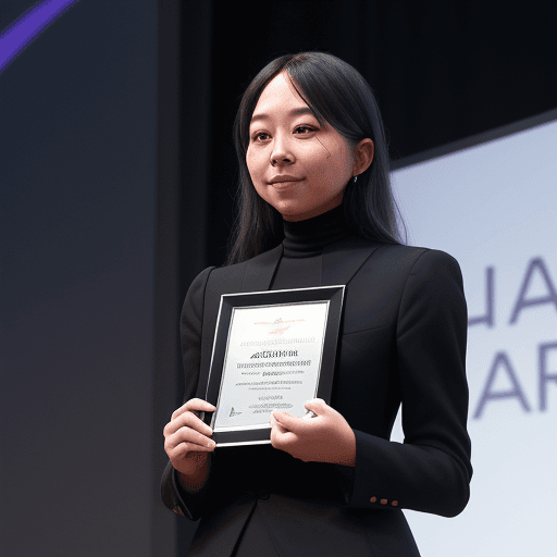 AI generated: A Person Receiving an Award that says The Best Ai Image
