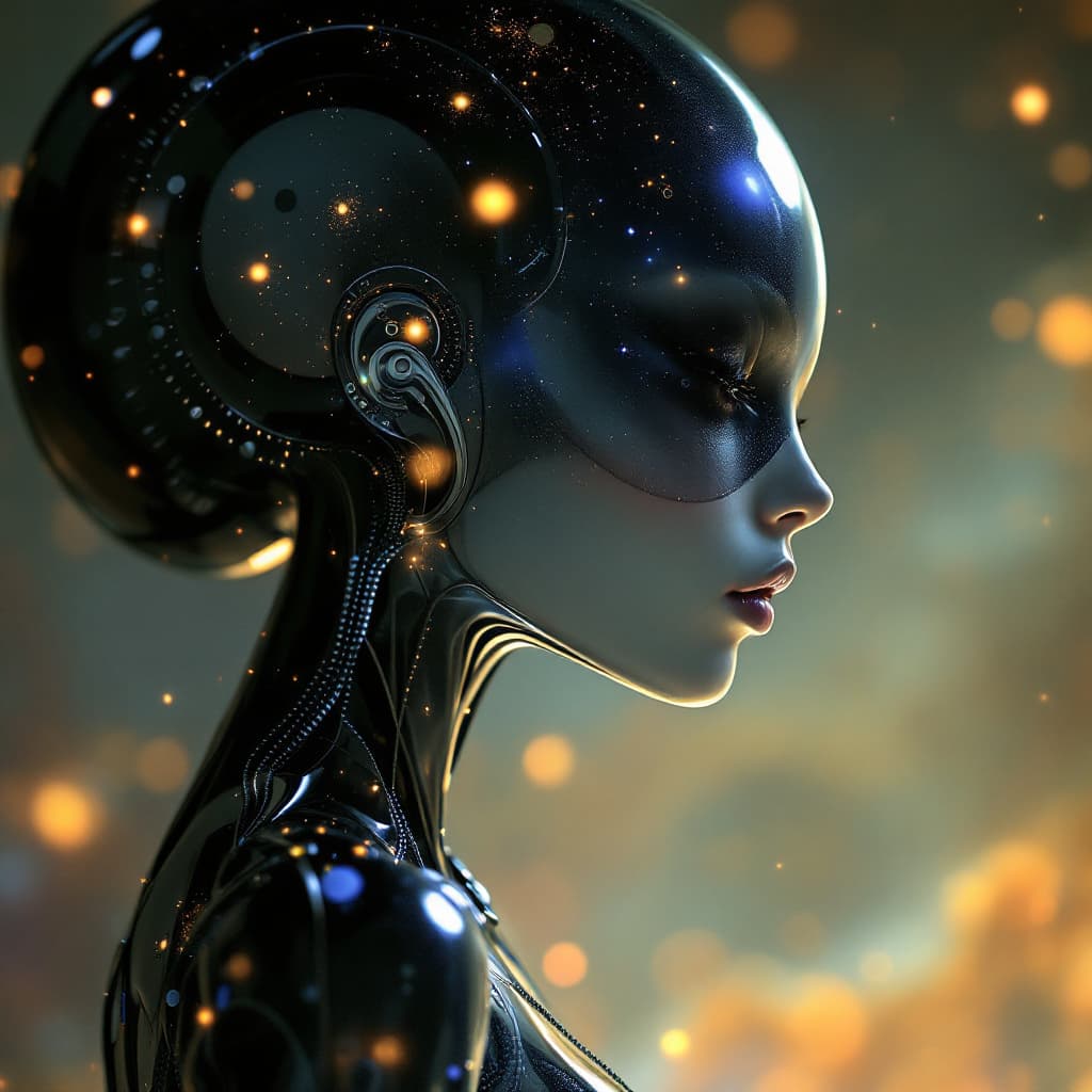 AI generated: Alien women Character, Elegant Minimal cosmos female creature elegant, full body, attractive, femini...