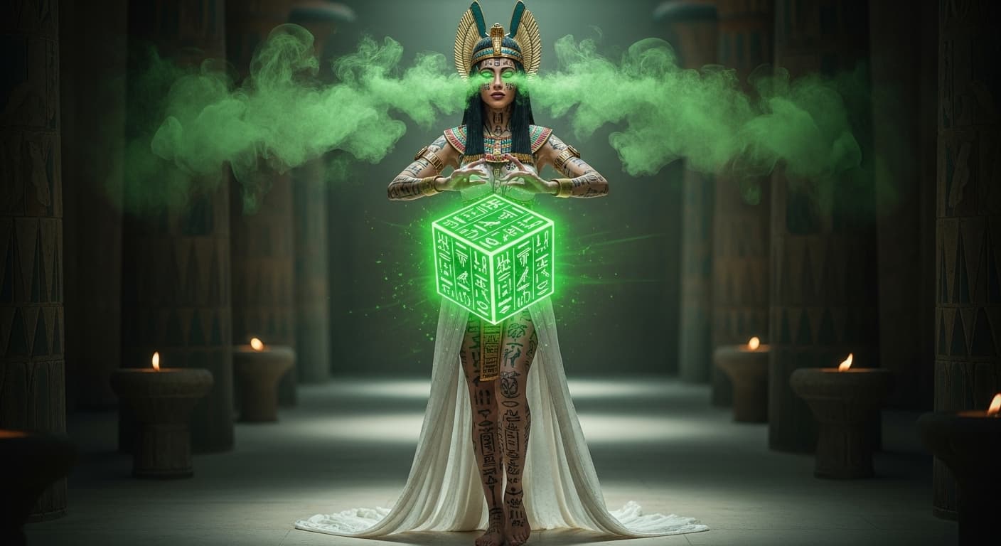 AI generated: Full body view of a stunning, hyper-realistic, photographic, cinematic still of an elegant ancient E...