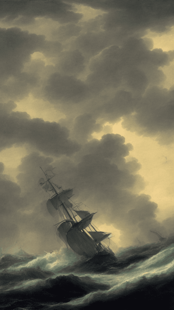 AI generated: ship, sea, storm