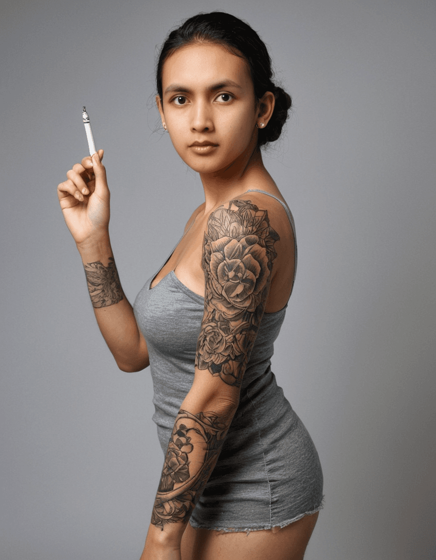 AI generated: Genera una imagen realista y muy detallada de una mujer con apariencia esbelta y piel muy clara de t...