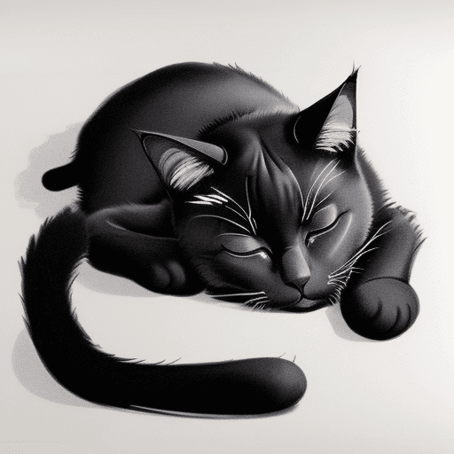 AI generated: line drawing of a large sleeping black cat