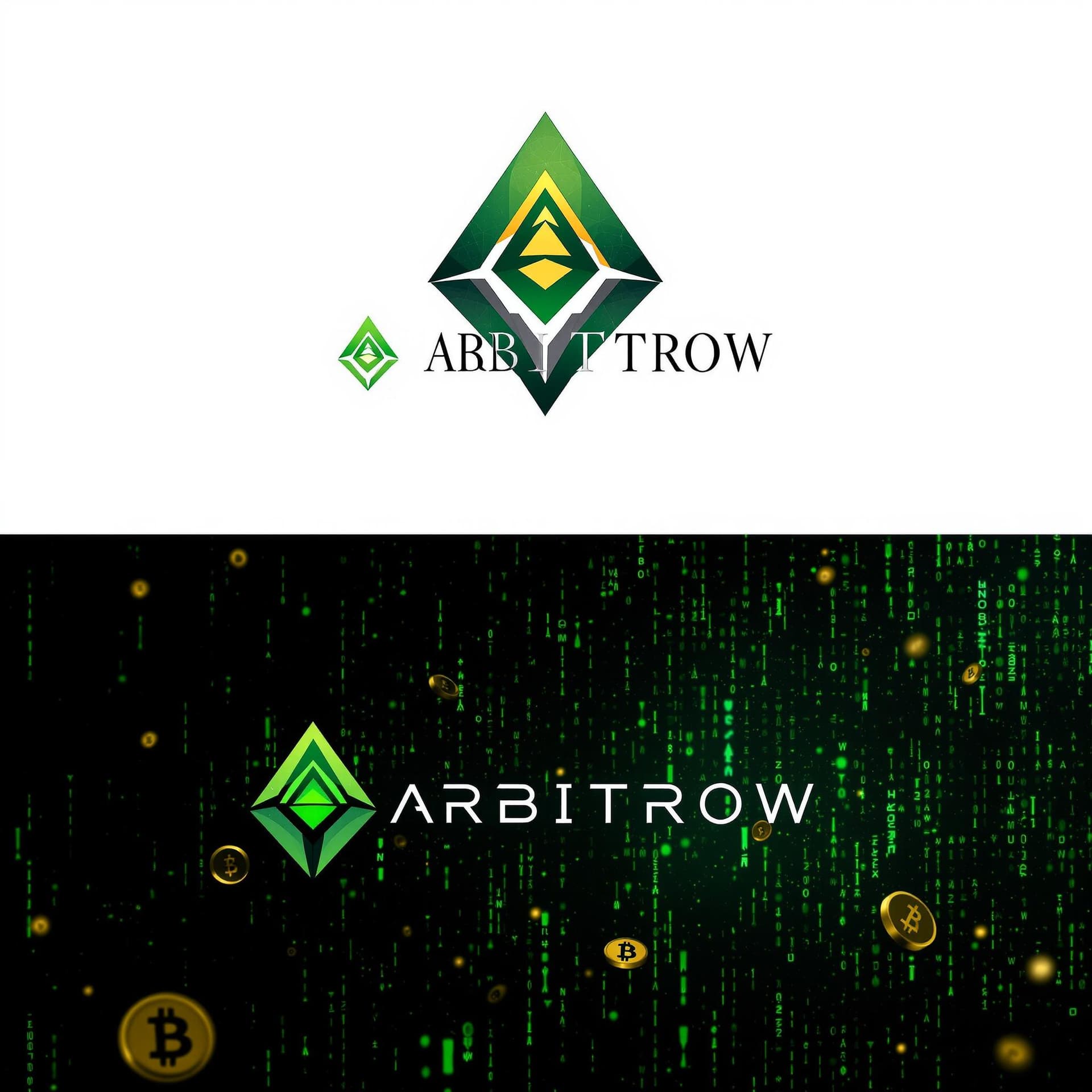 AI generated: "Arbitrow" logo, ARBİTROW write,crypto investment logo, modern& luxury, luxury green and black and g...