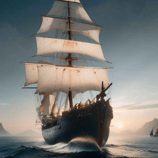 AI generated: Photo of a ultra realistic sailing ship, dramatic light, pale sunrise, cinematic lighting, battered,...