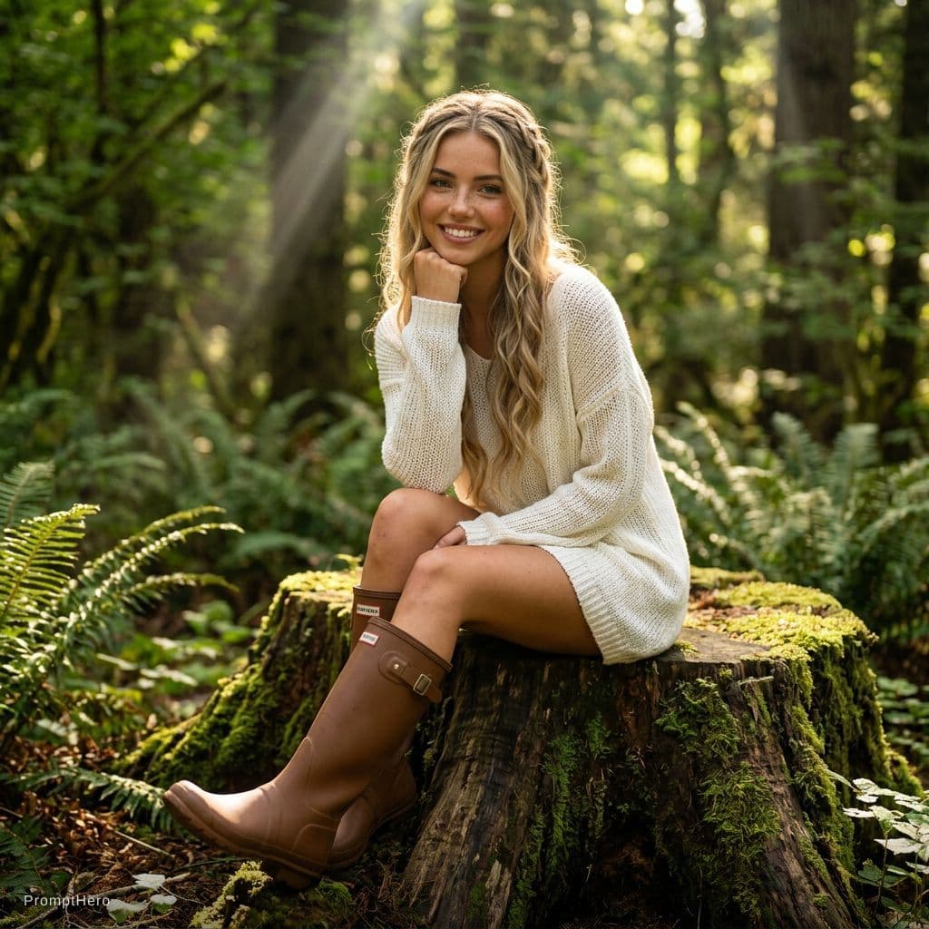 AI generated: breathtaking beautiful young woman, happy and smiling, long blond hair, fair complexion, light freck...