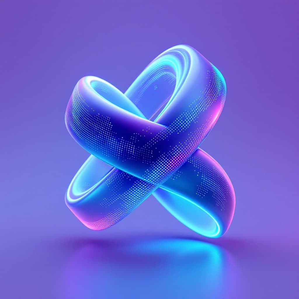 AI generated: Futuristic abstract digital ribbon, glowing neon blue and purple colors, pixelated data streams flow...