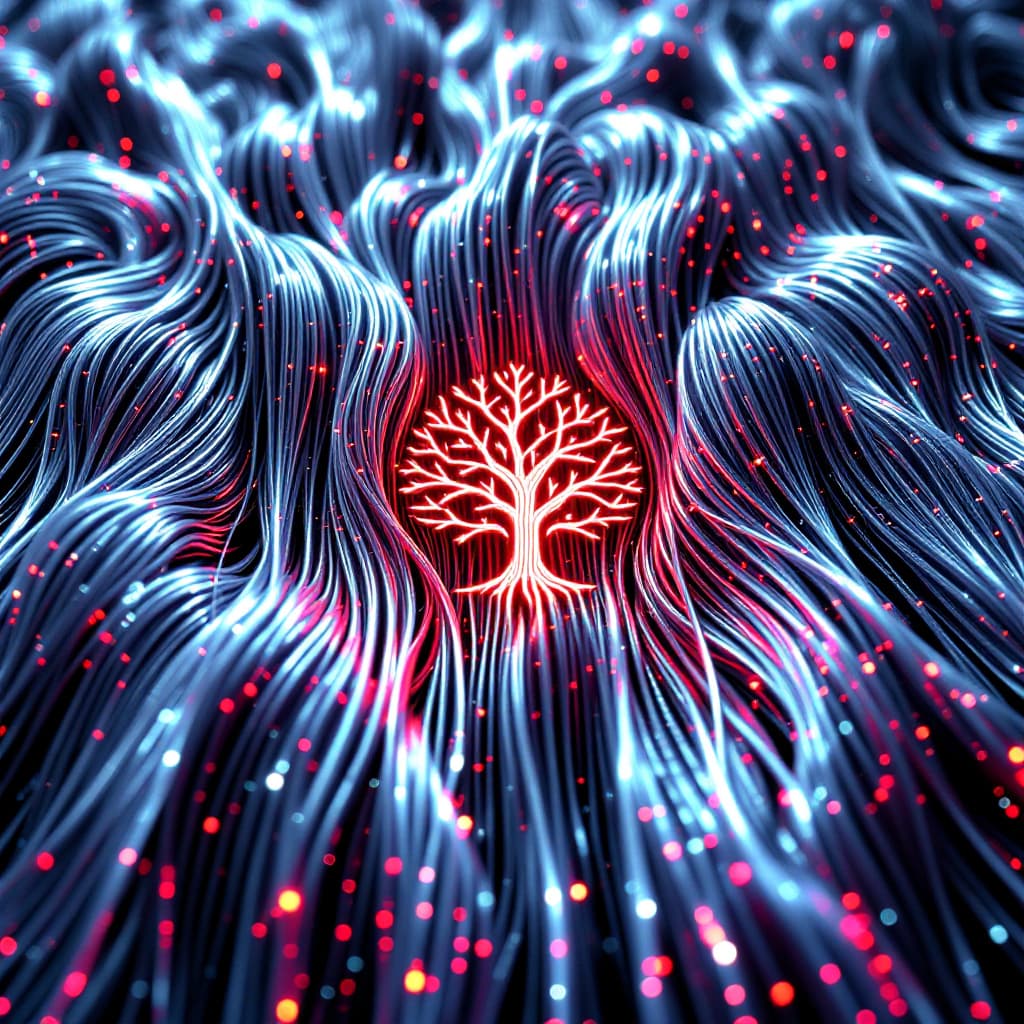 AI generated: Depict a highly detailed, futuristic texture composed of stright silver wires, forming a dense, fibe...
