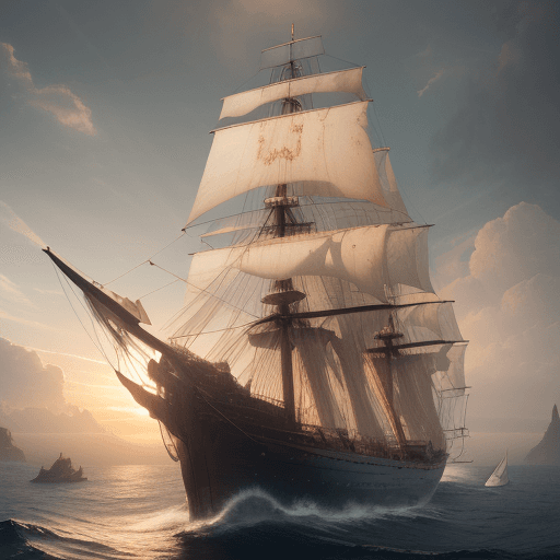 AI generated: Photo of a ultra realistic sailing ship, dramatic light, pale sunrise, cinematic lighting, battered,...