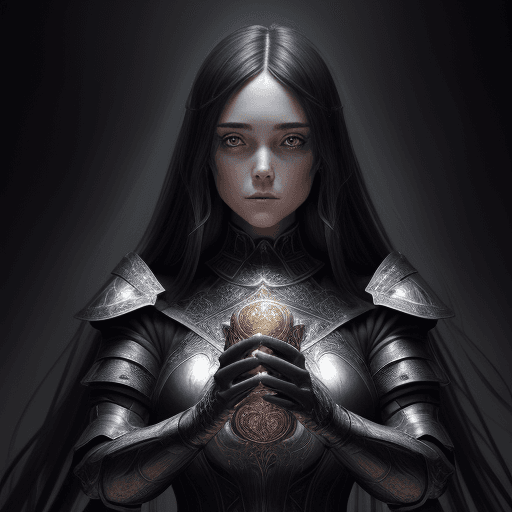 AI generated: hyper-detailed girl in dark armor, elegance, beauty, mysticism, in the style of a magician,
