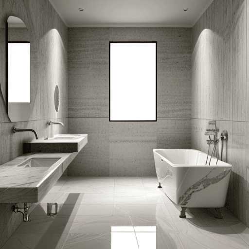 AI generated: High resolution photography interior design, ,marble floor tiles ,wc,bidet,spot lights,led lights,in...