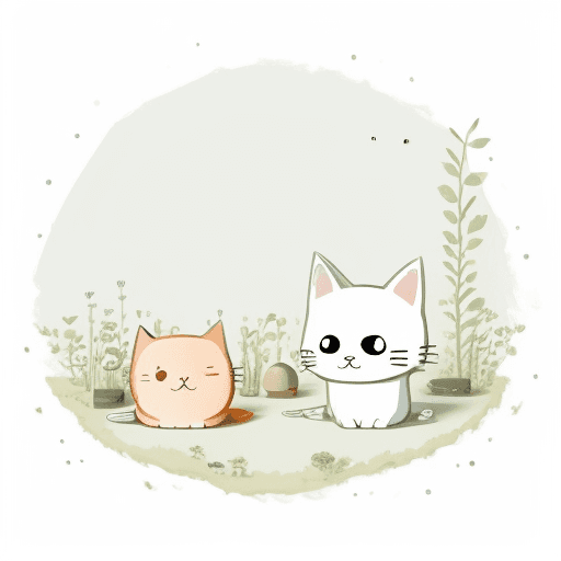 AI generated: A cute [ cat ] clipart, organic forms, in the style of Jon Klassen, desaturated light and airy paste...