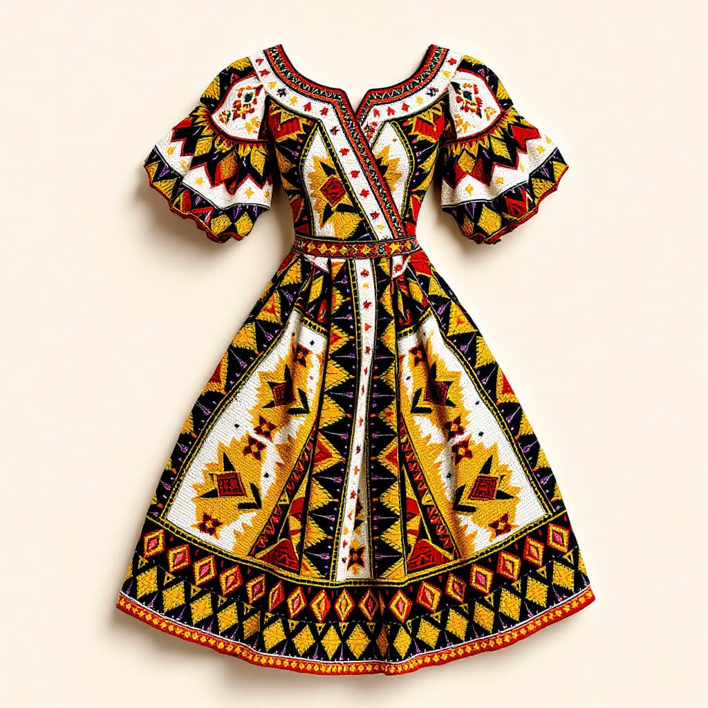 AI generated: "A traditional African-inspired crochet dress, featuring intricate patterns that reflect African her...