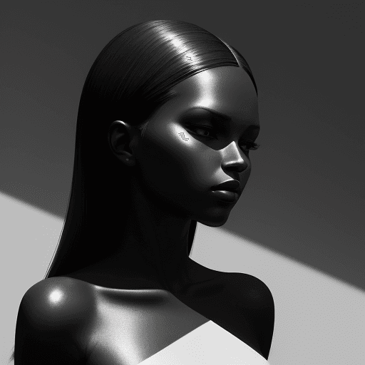 AI generated: a black and white photo of a woman with shadow., in the style of minimalist beauty, light bronze and...