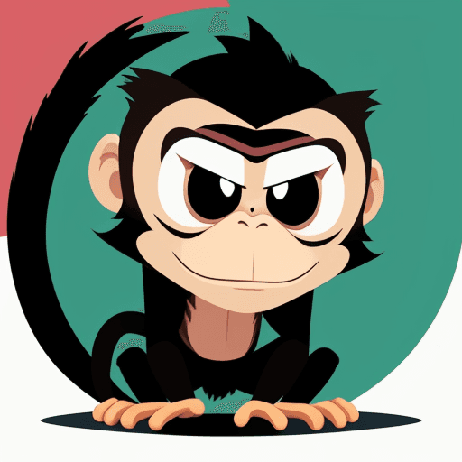 AI generated: vector illustration, monkey, angry, watching at camera, cartoon
