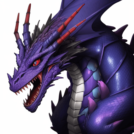 AI generated: hybrid- dragon and human, pfp, red eyes, blue and purple picture, blue and purple smudges