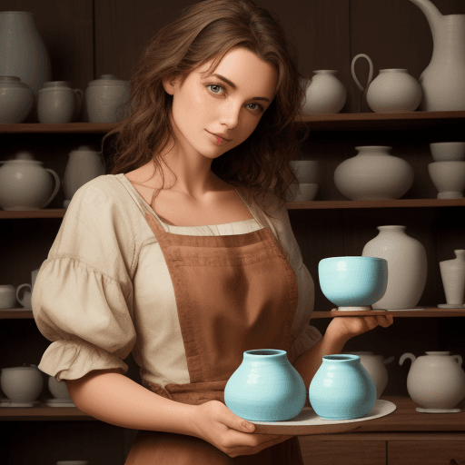 AI generated: beauty holding pottery