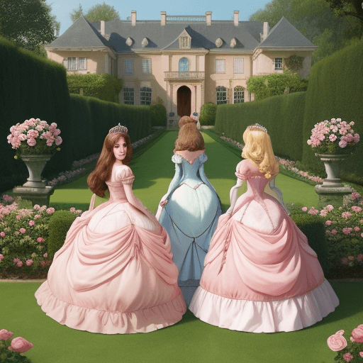 AI generated: Princesses in the rose garden and loyal mansion