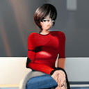 AI generated: (25:1.3) year old (sexy:1.3) (asian:1.1) (woman:1.1) with (dark:1.2) short hair, red eye shadow, wea...