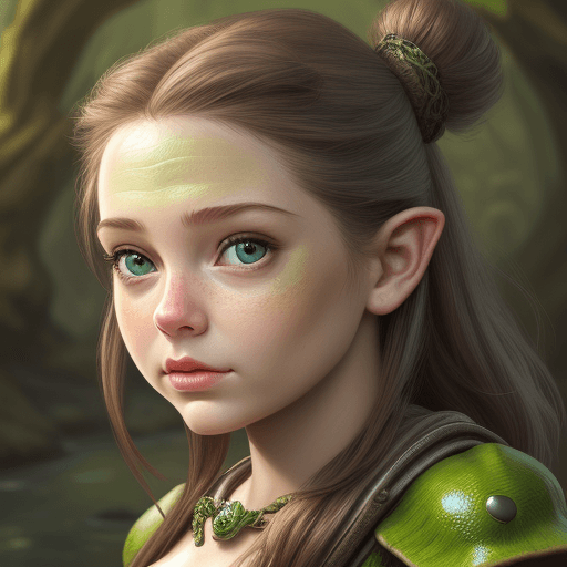 AI generated: photo d&d girl frog face photorealistic high detail