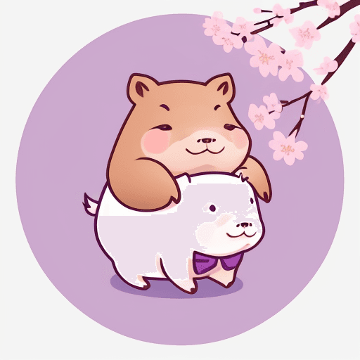 AI generated: imagine logo of a capybara company with a smile, vector art, cute, in flat vector logo of circle, pi...