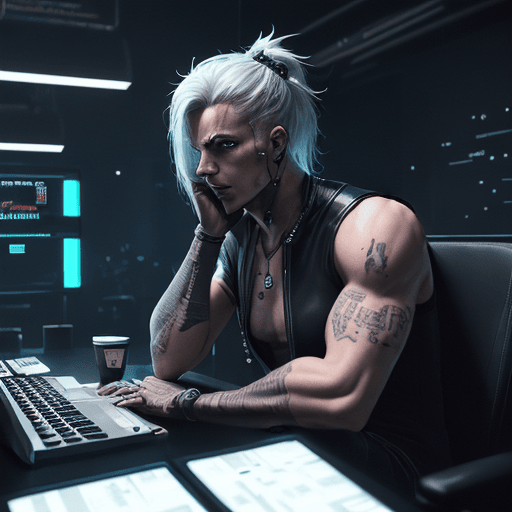 AI generated: The Trading room is digital art dim, with only the white light from the screens illuminating the roo...