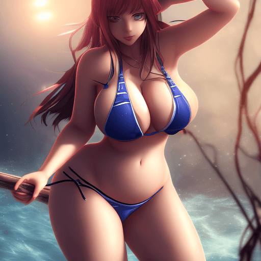 AI generated: anime girl, big boobs, bikini, curvy girl, full body, high res, 8k, realistic, realistic light, pixi...