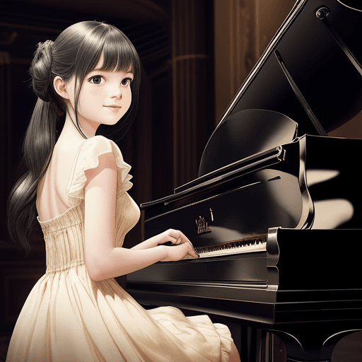 AI generated: "Steinway & Sons", full grand piano, photorealistic,

A kawaii adult woman in a dress is playing a S...