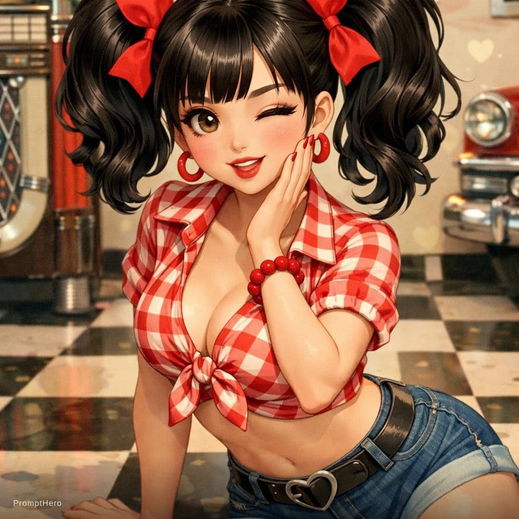 AI generated: piny girl, pigtails