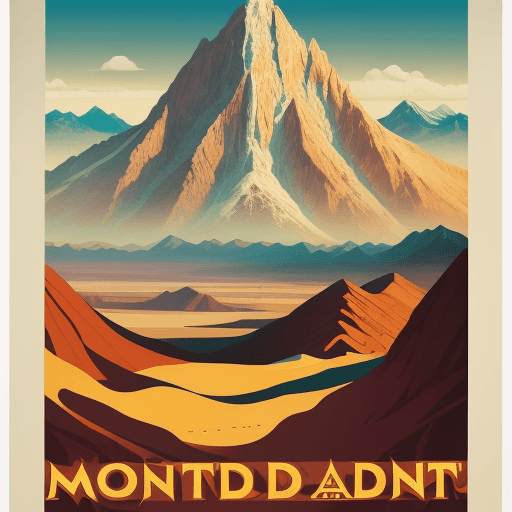 AI generated: vintage travel poster mountain and desert
