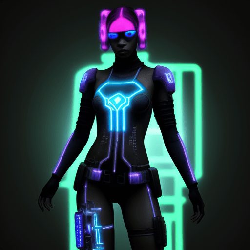 AI generated: blacklightfractalneonholofluid cyberpunk character