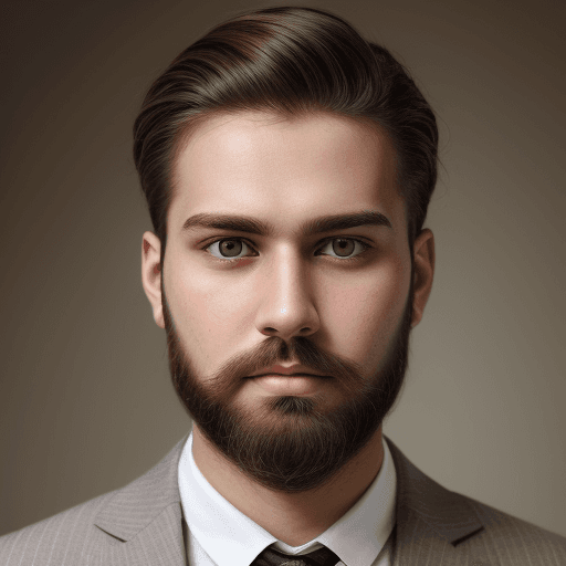 AI generated: photorealistic portrait of young man with beard, white skin colour and light brown hair, fashionable...