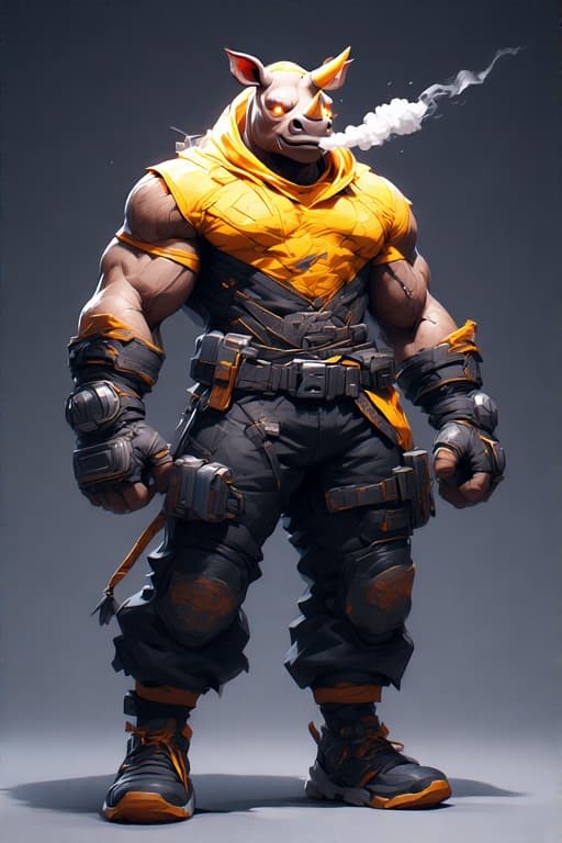 AI generated: <https://i.pinimg.com/736x/e6/be/22/e6be22f555b9fef9f08391d8ef006bd6.jpg> A Digital Rhino man with g...