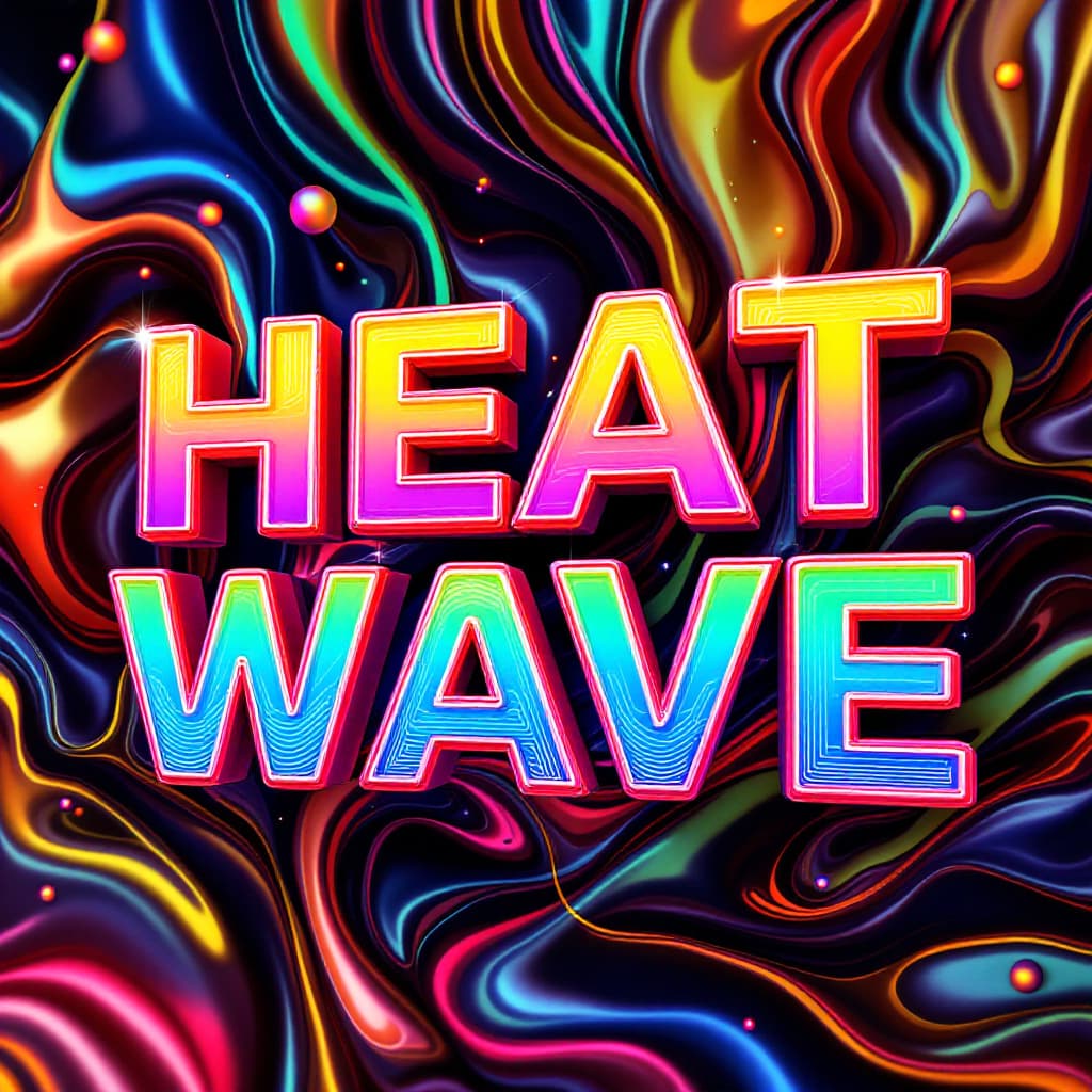 AI generated: Cinematic 3D Text "HEATWAVE", vaporwave cubism Background::1 Cinematic 3D Text Effect "Organic"::2 -...