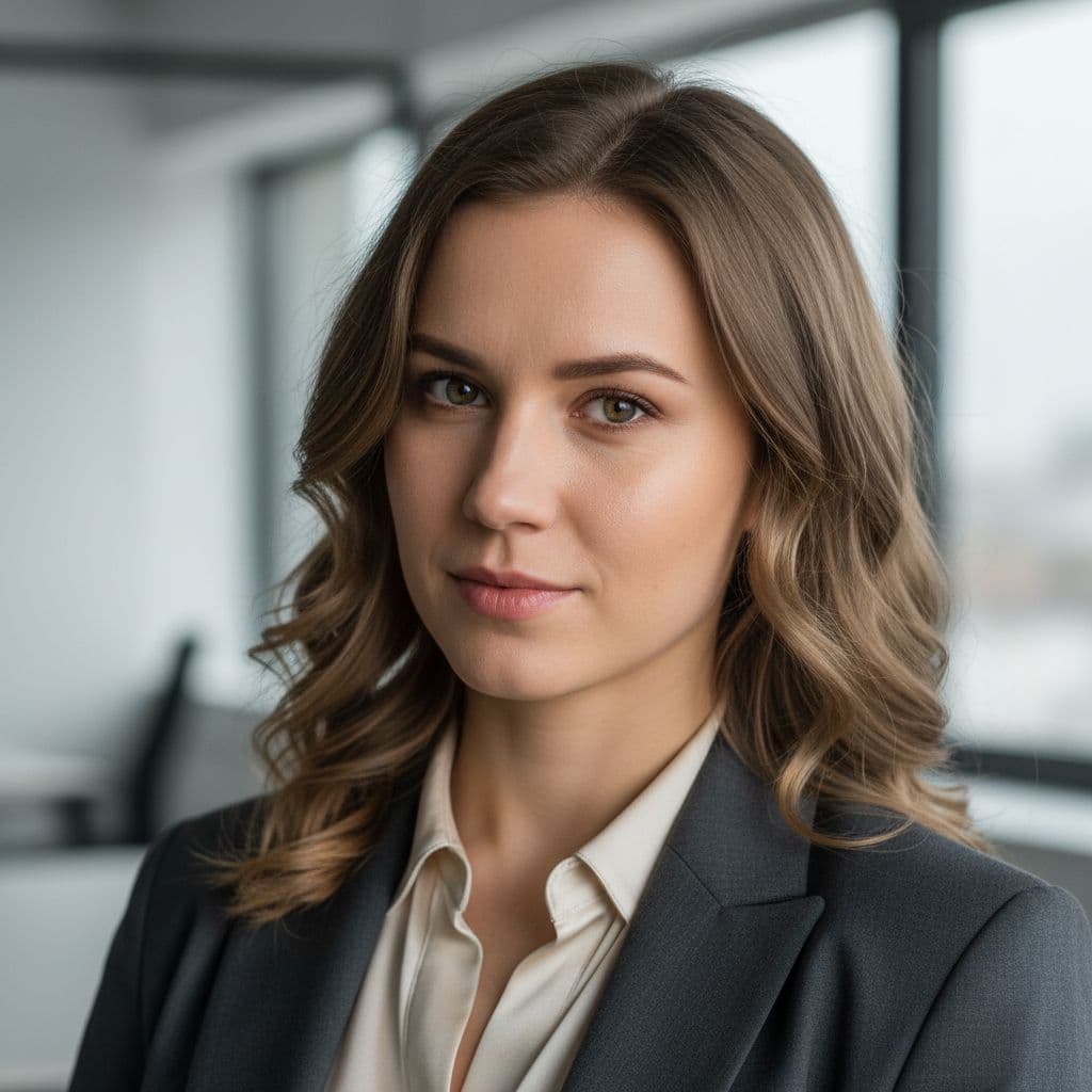 AI generated: Portrait photography, normal women close up on face photo of a 21-year Polish girl confident CEO wit...