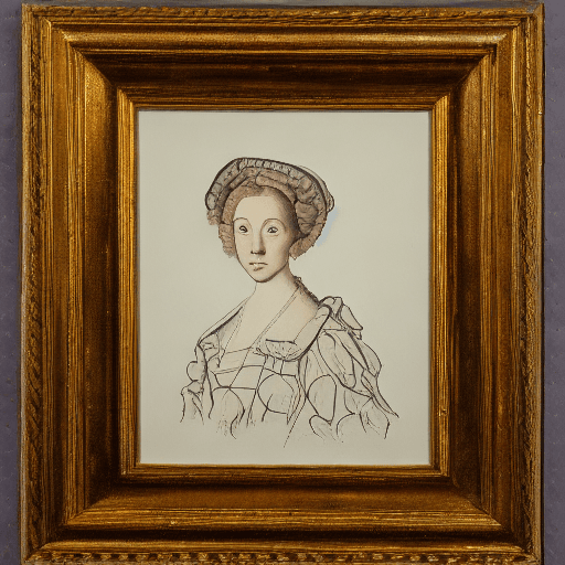 AI generated: pen painting, portrait of a woman, delicate ink lines, meticulous precision, in the style of the 17t...