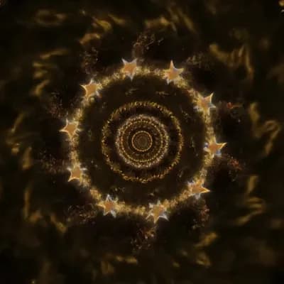 AI generated video: Spiral phyllotaxy 34:21, v1
VISUAL: Spiral phyllotaxy 34:21 star pattern on dark textured background...