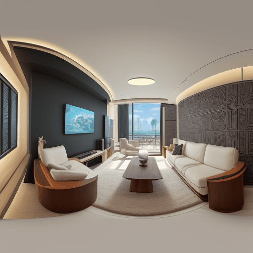 AI generated: Stylish whole modern building design in hieroglyphics patterns:: ultra modern::1 tropical::1.6 techn...